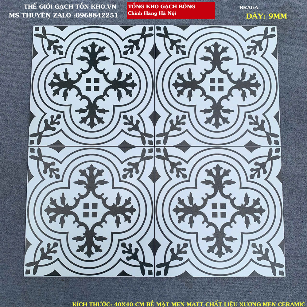Gạch bông lát nền giá rẻ 40x40 loại 3 ( LOẠI B) BRAGA